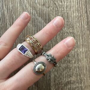 💫 Lot de 4 bagues style vintage